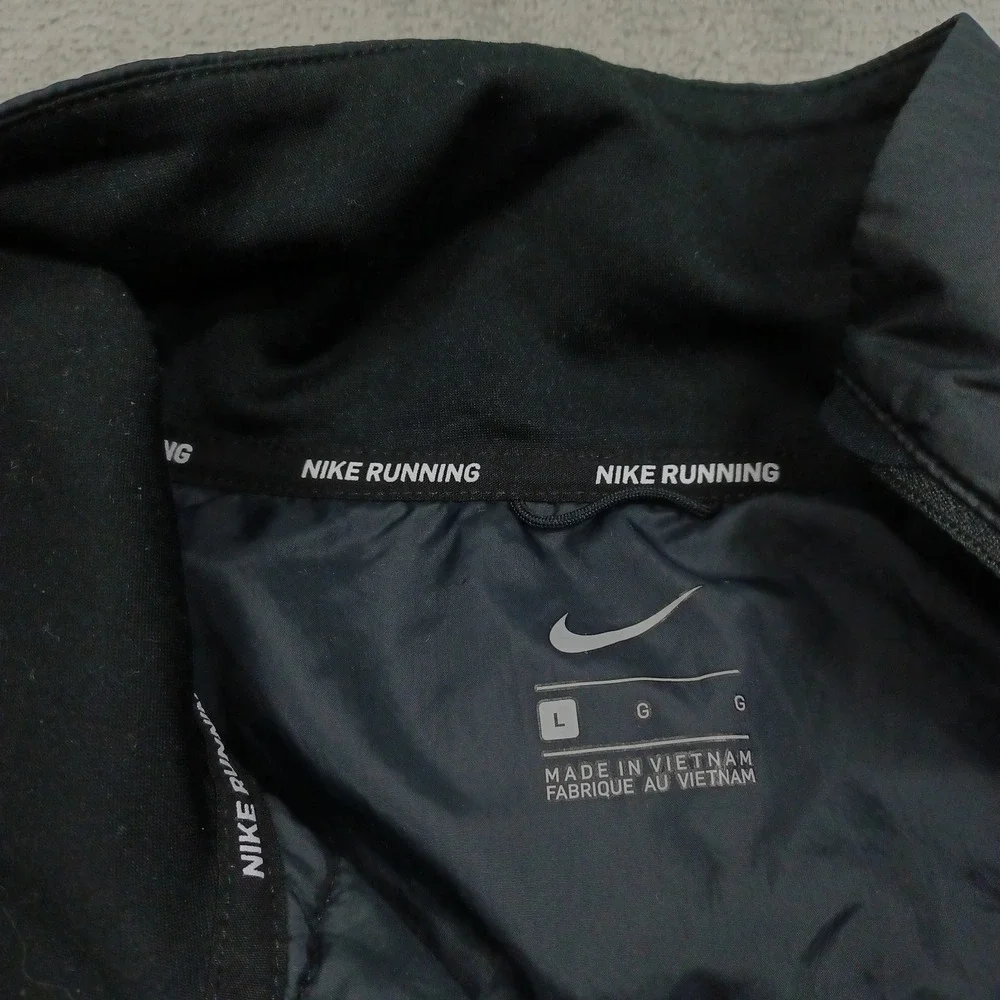 Nike Vest Womens Large Black Full Zip Running Lightweight Pockets Activewear